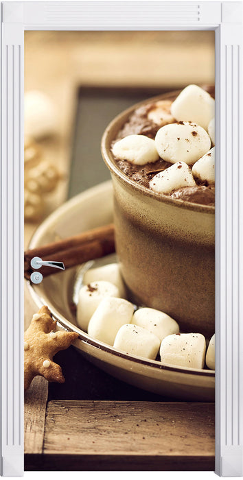 Kakaogetränk mit Marshmallows Türaufkleber