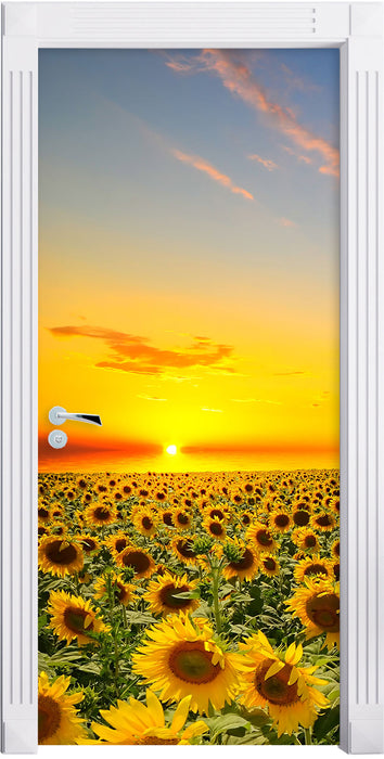 Sonnenuntergang Sonnenblumen Türaufkleber