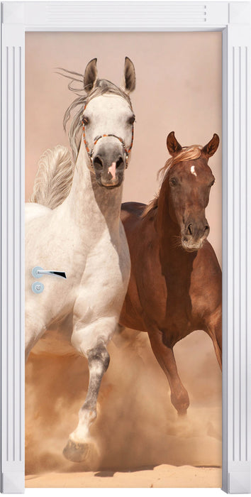 Western Pferde in Wüste Türaufkleber