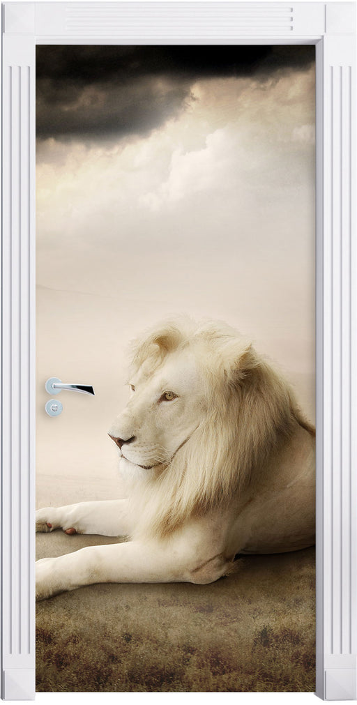 Stolzer weißer Löwenkönig Türaufkleber