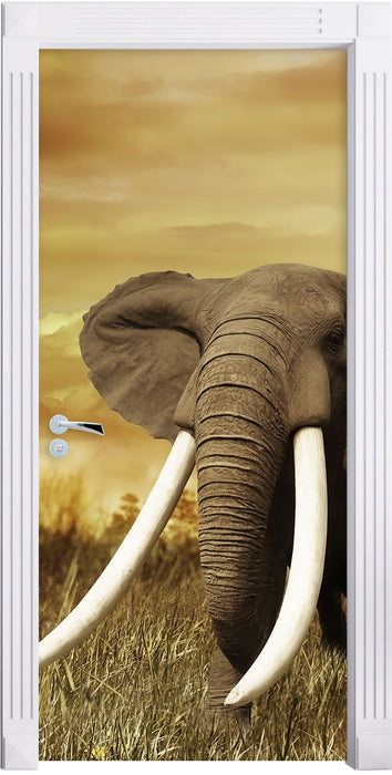 Stolzer Elefant in Savanne Türaufkleber