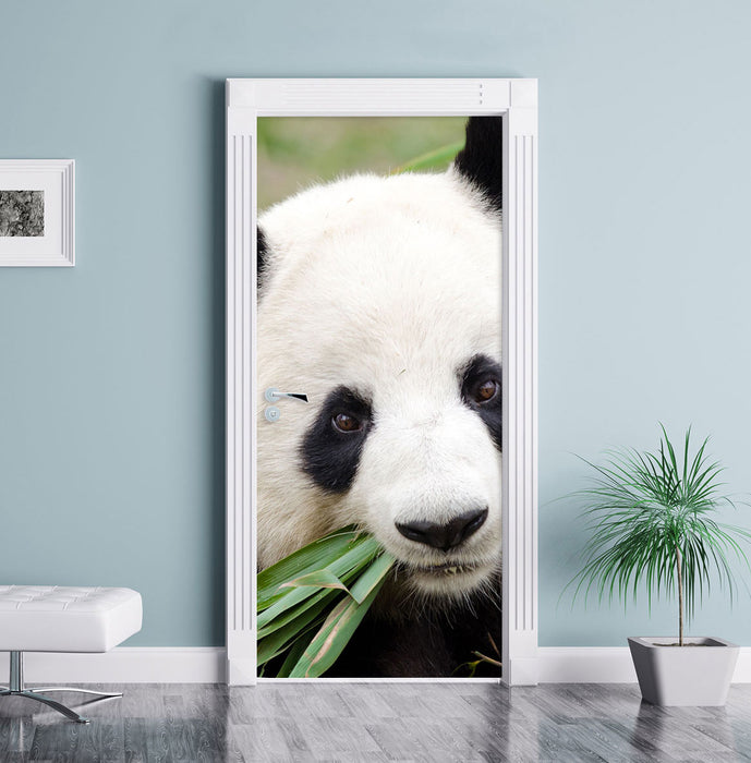 Pandabär frisst Bambus Türaufkleber im Wohnzimmer