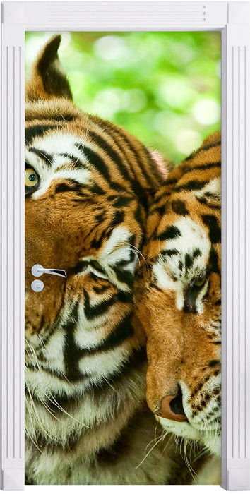 Zwei liebkosende Tiger Türaufkleber