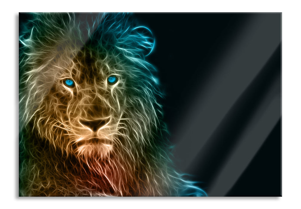 Pixxprint Stolzer Löwe Abstrakt, Glasbild