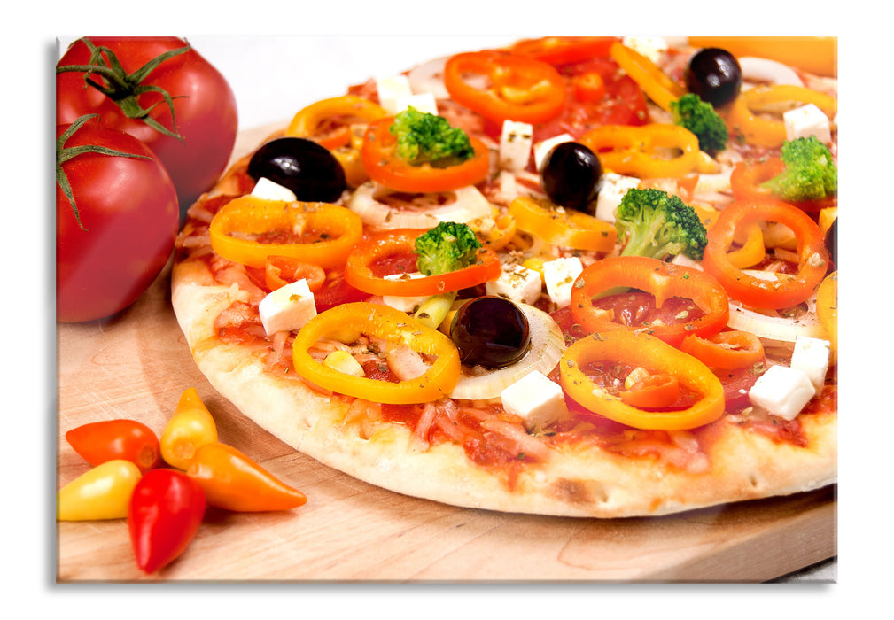 Köstliche Pizza aus Italien, Glasbild