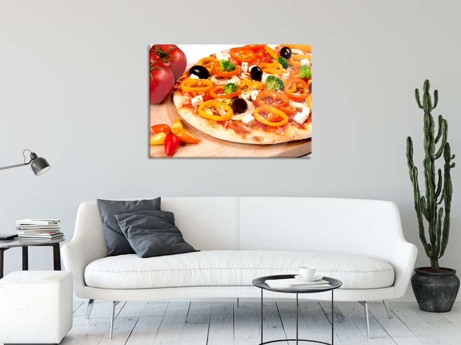 Köstliche Pizza aus Italien, Glasbild