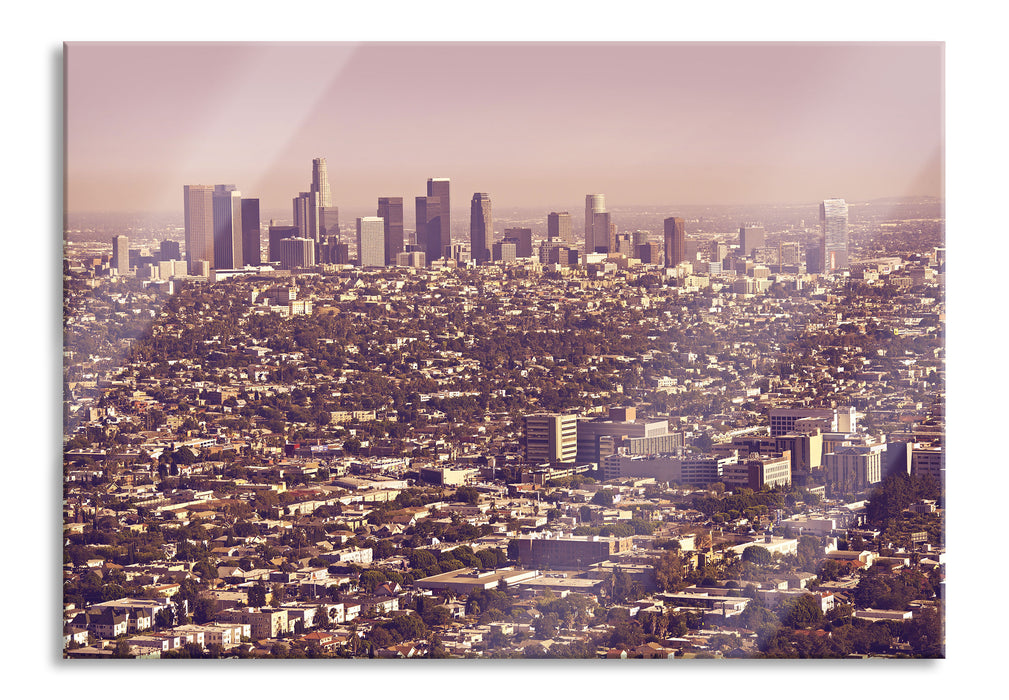 Pixxprint Skyline von Los Angeles, Glasbild