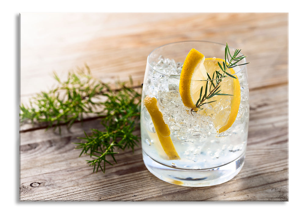 Pixxprint Leckerer Gin Tonic, Glasbild