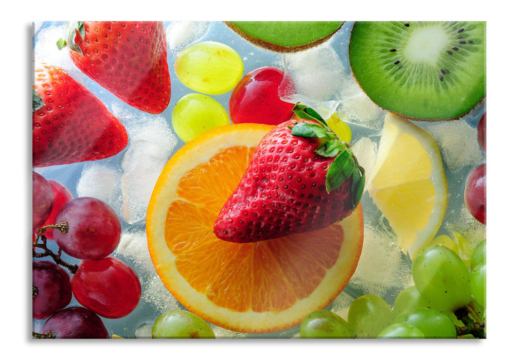 Leckeres buntes Obst, Glasbild