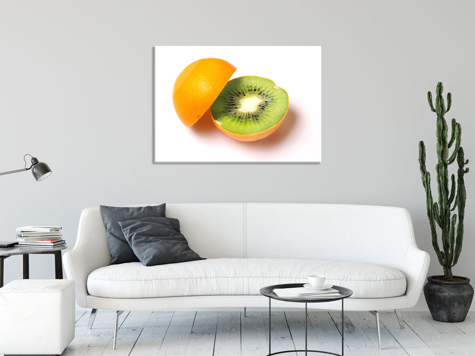 Leckere Kiwi mit Orangenschale, Glasbild