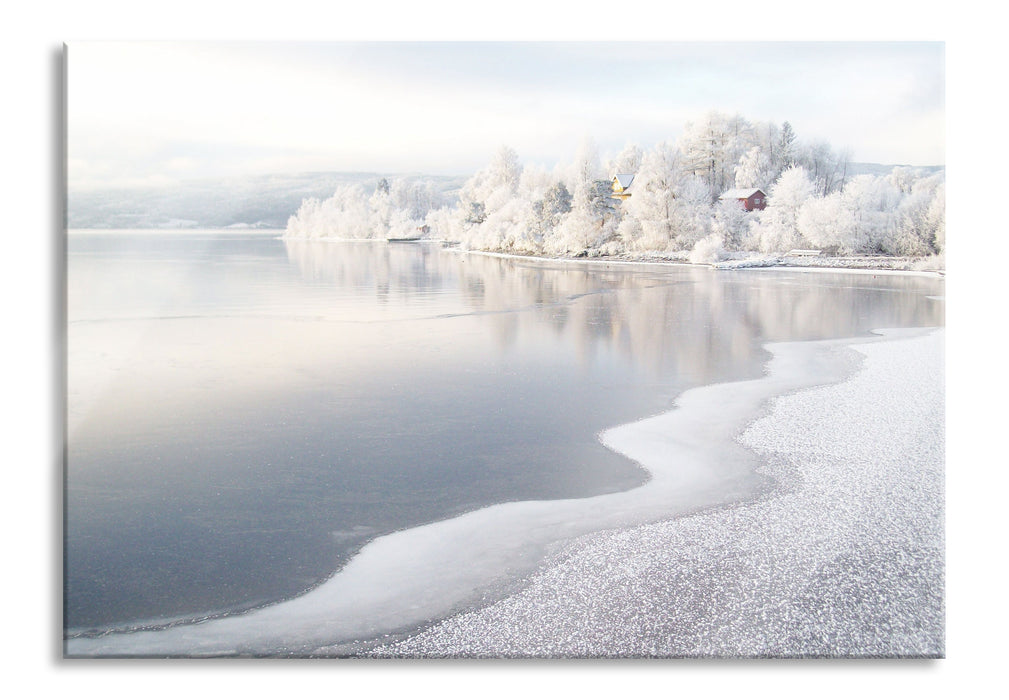 Pixxprint Atemberaubende Winterlandschaft, Glasbild