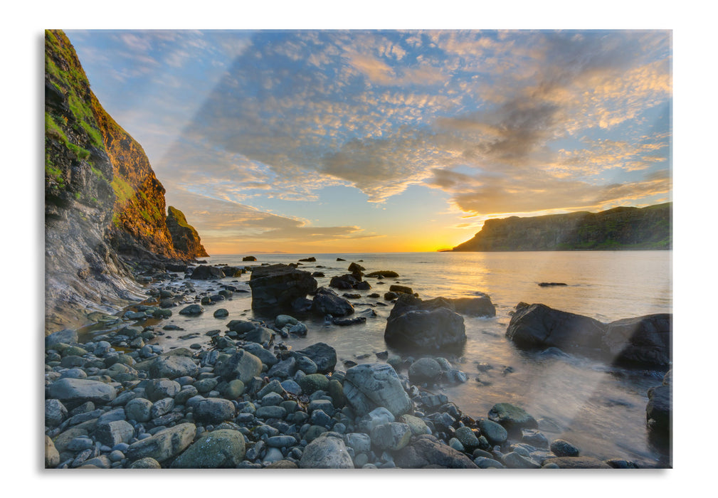 Pixxprint Felsen am Strand, Glasbild