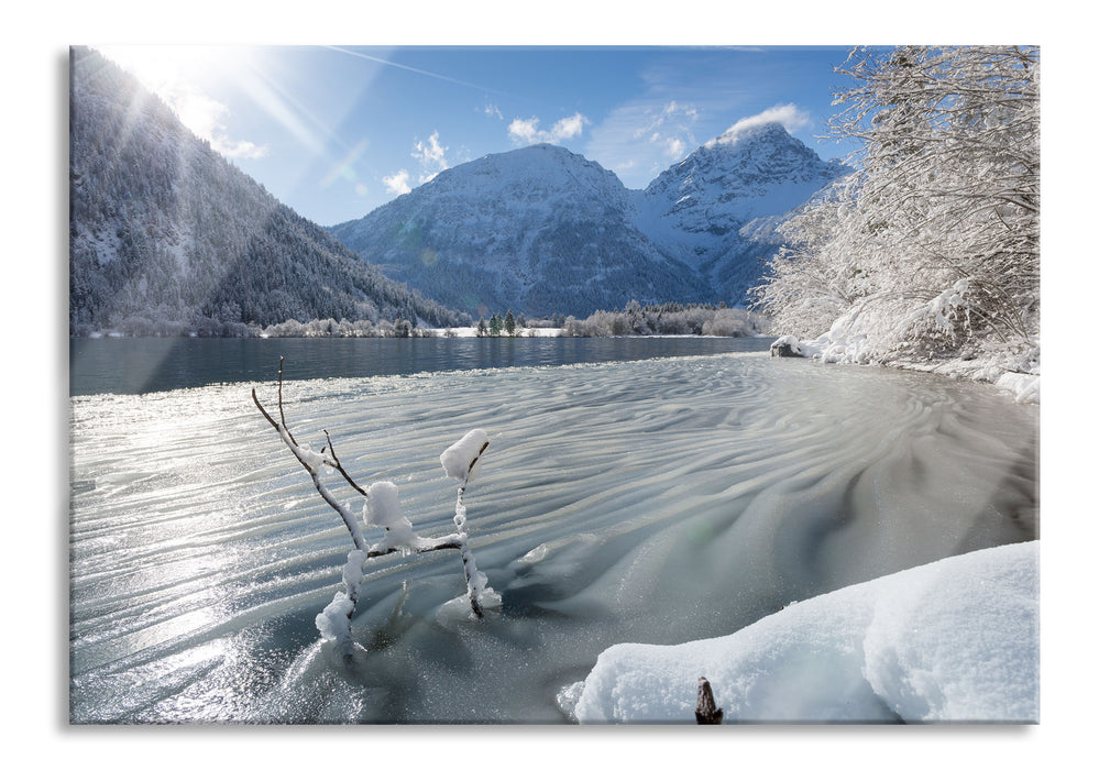 Pixxprint Winterlandschaft See, Glasbild