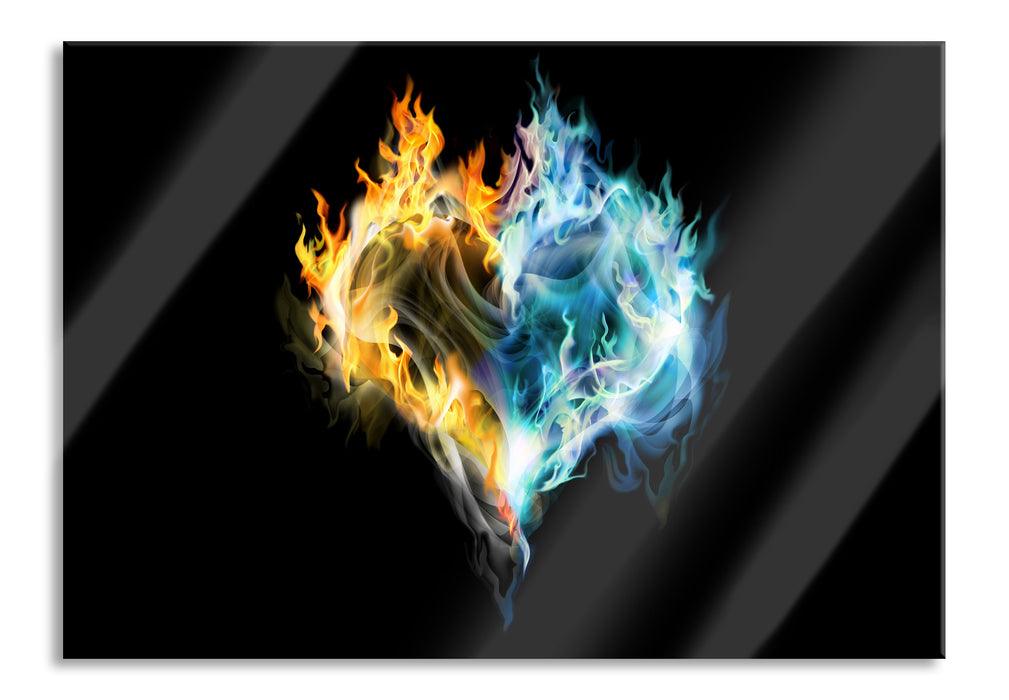 Dark Herz aus Feuer und Wasser, Glasbild