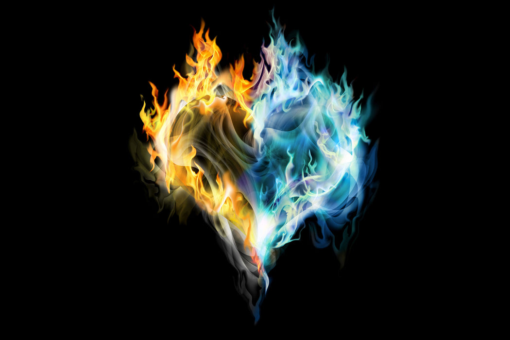 Dark Herz aus Feuer und Wasser, Glasbild