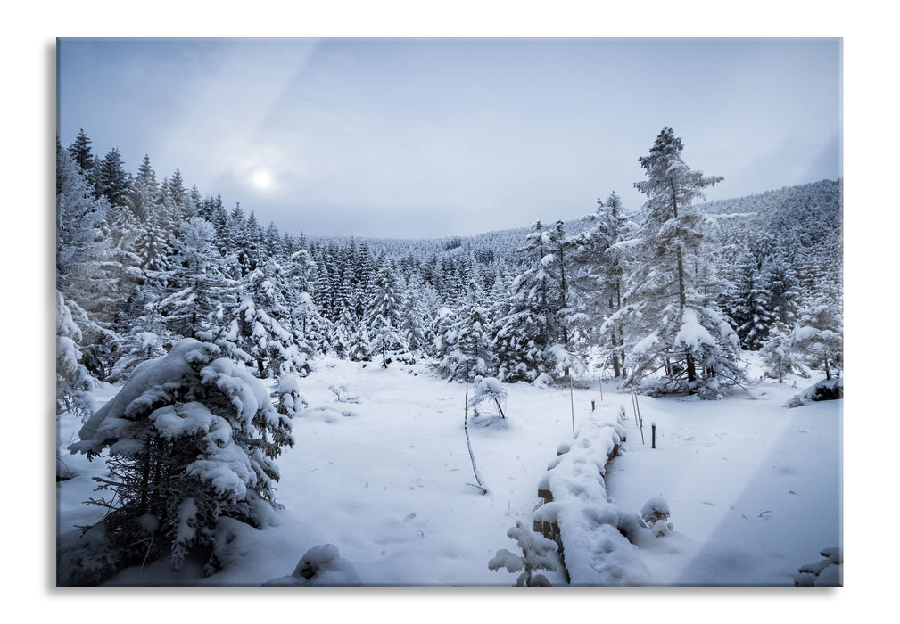 Pixxprint Winterlandschaft vereister See, Glasbild