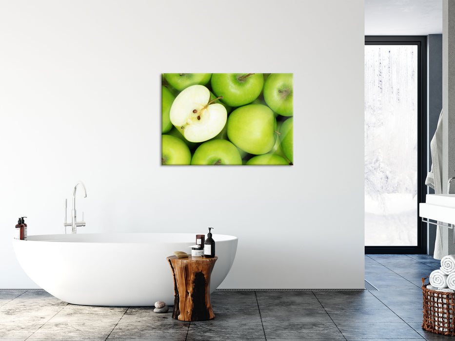 Grüne Äpfel, Glasbild