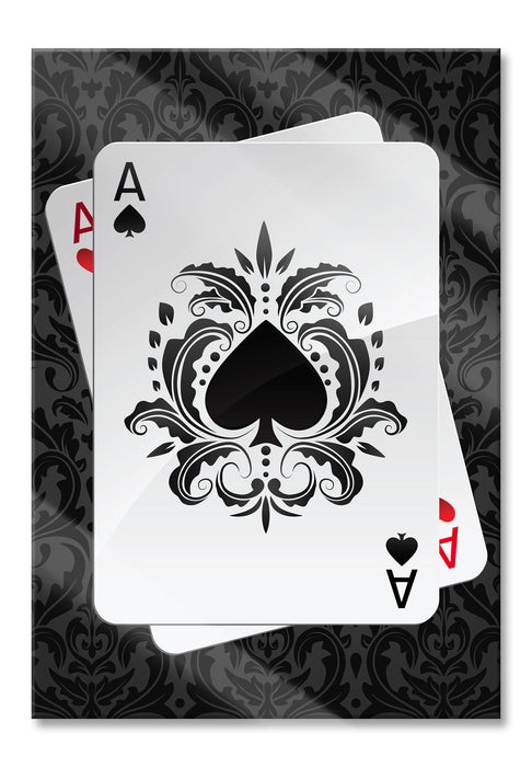 Pixxprint Ass Pik Spielkarte, Glasbild