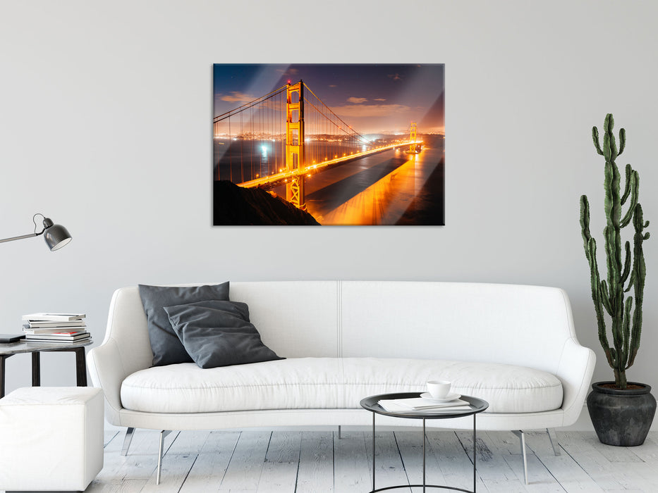 Golden Gate Bridge bei Nacht, Glasbild