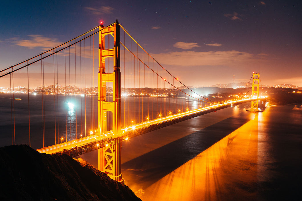 Golden Gate Bridge bei Nacht, Glasbild