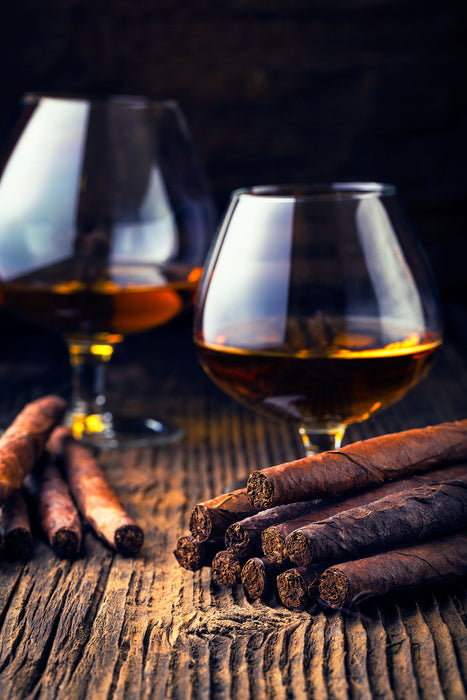 Whisky mit Zigarre, Glasbild