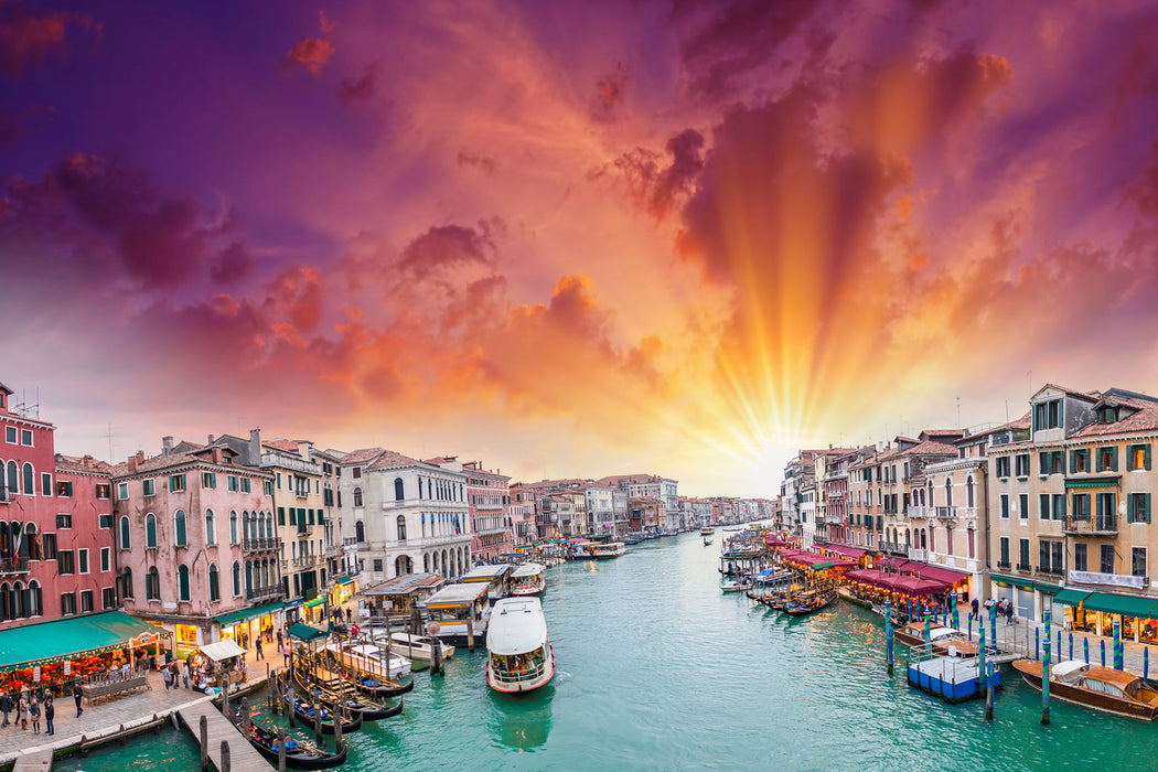 Venedig Fluss Häuser, Glasbild