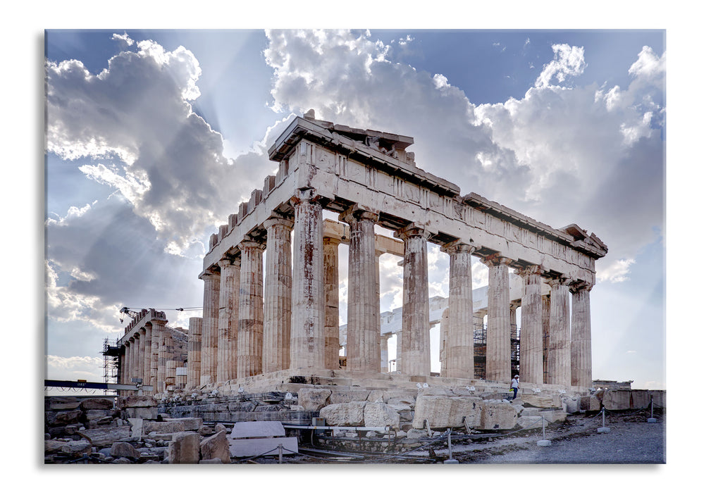Antike Säulen Griechenland, Glasbild