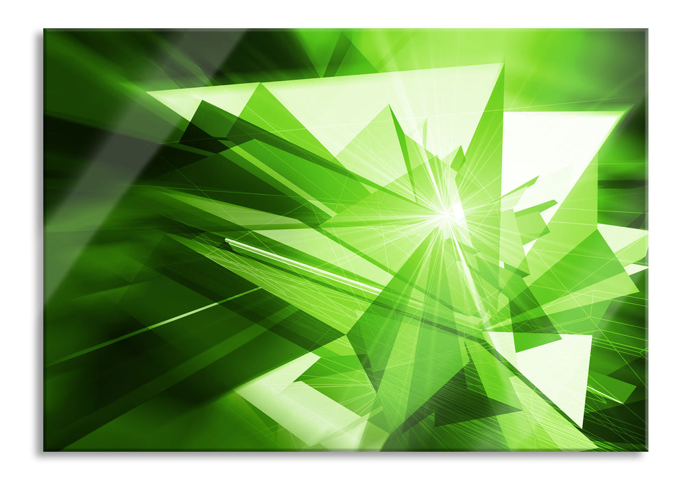 Pixxprint Abstrakt grünes Eis, Glasbild