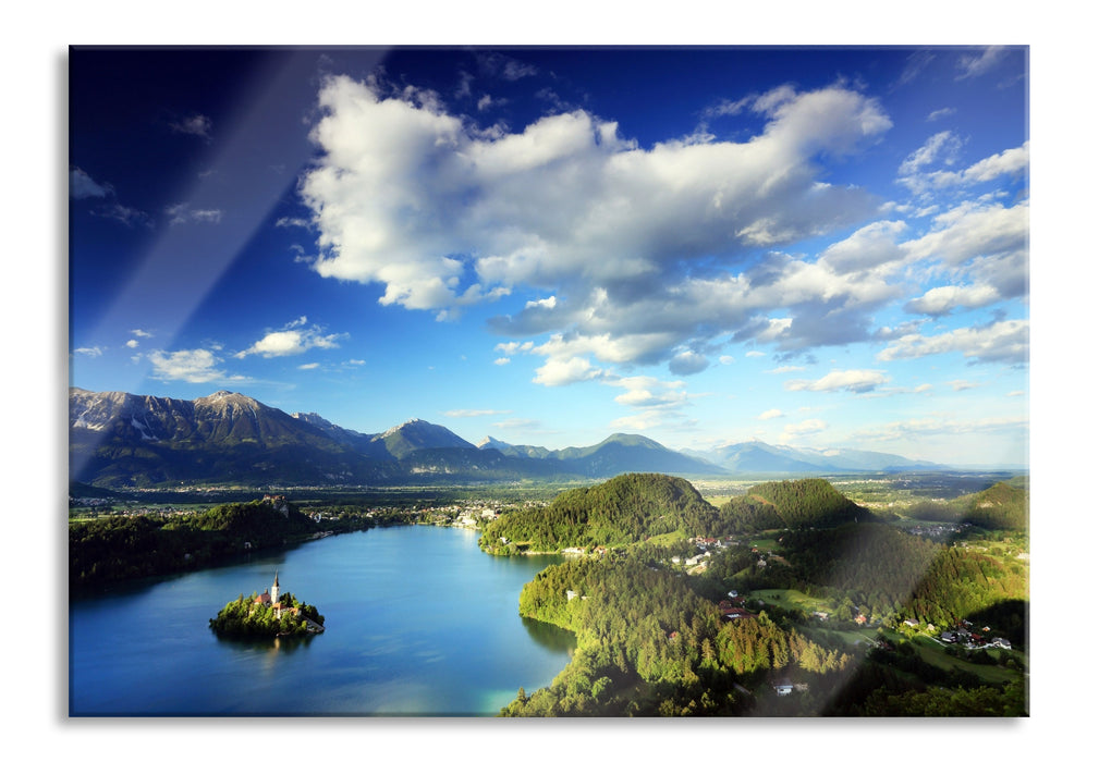 Pixxprint wunderschöne Seen Landschaft, Glasbild