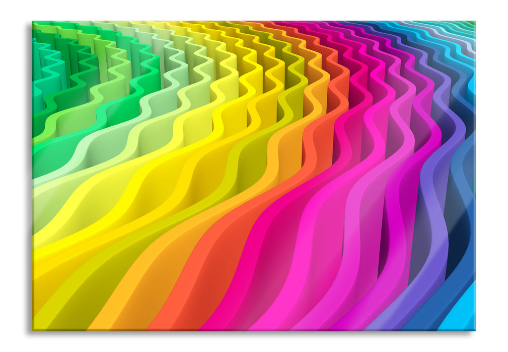 Pixxprint buntes Wellenmuster, Glasbild