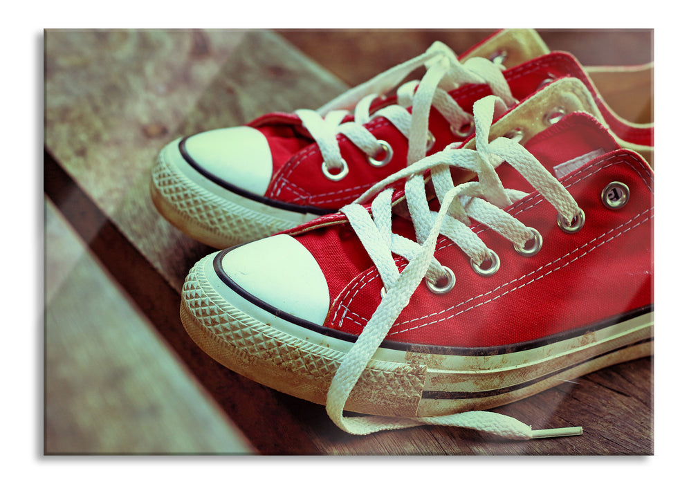Coole Rote Schuhe, Glasbild