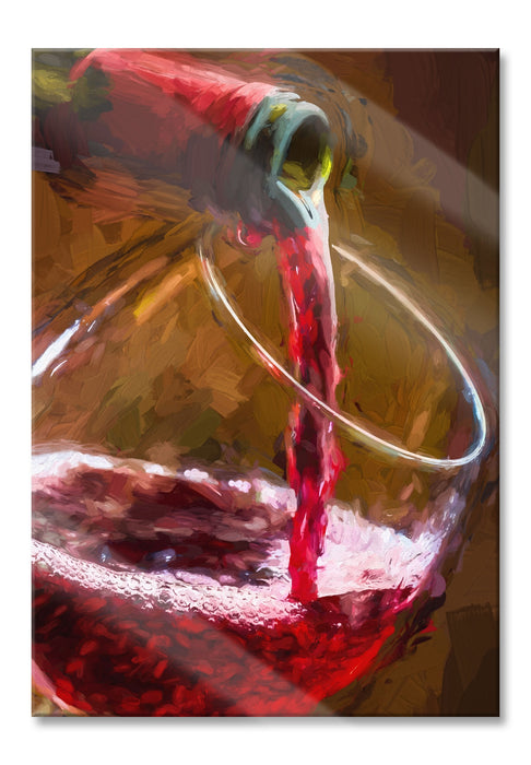 Pixxprint Rotwein einschenken, Glasbild