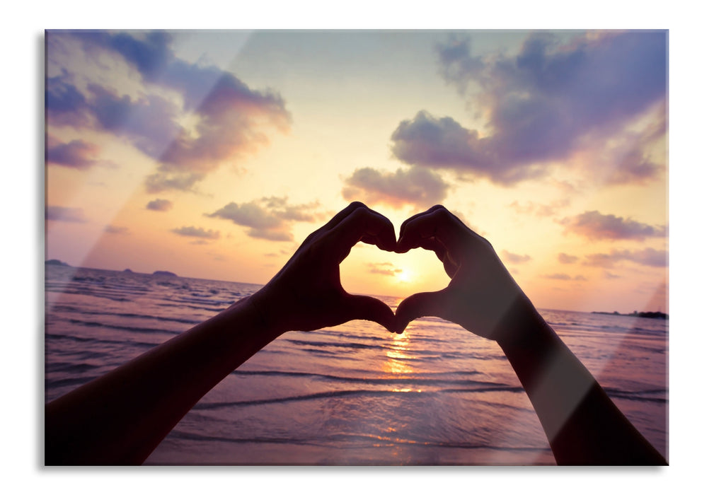 Pixxprint Hände zu einem Herz geformt, Glasbild