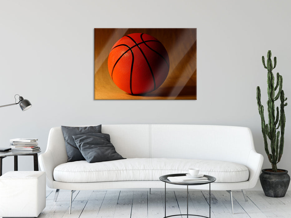 Basketball schwarzer Hintergrund, Glasbild