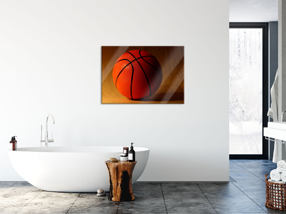 Basketball schwarzer Hintergrund, Glasbild