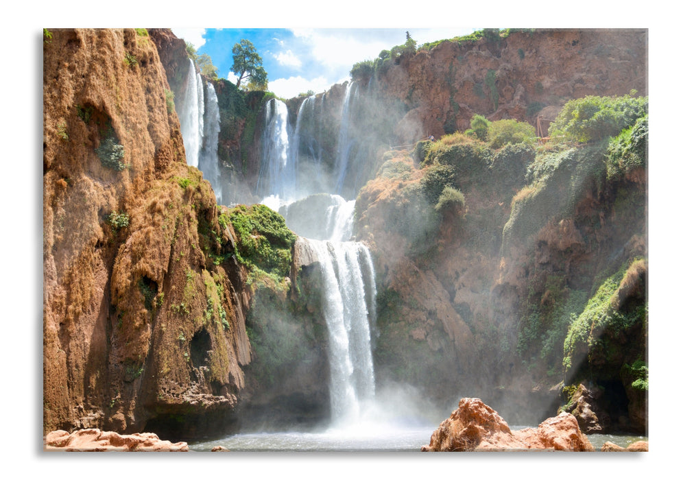 Pixxprint wunderschöner Wasserfall, Glasbild