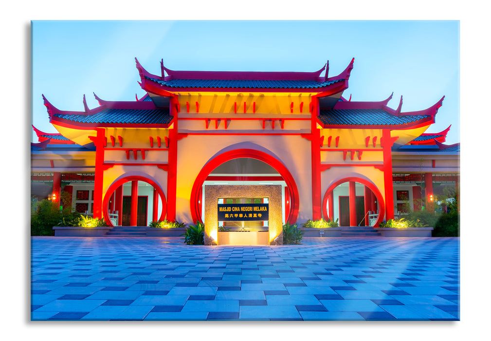 Pixxprint chinesischer Tempel, Glasbild