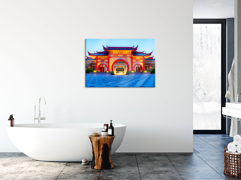 chinesischer Tempel, Glasbild