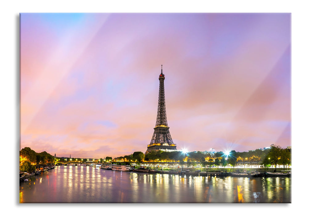 Pixxprint Eifelturm Paris bei Nacht, Glasbild