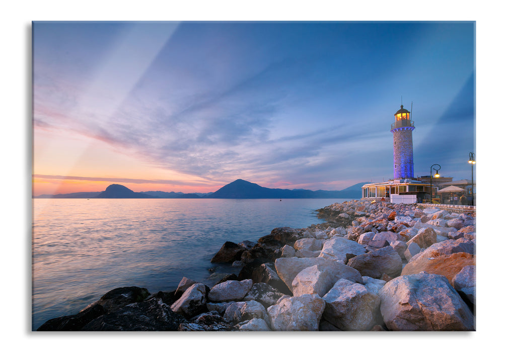 Pixxprint Leuchtturm bei Ebbe, Glasbild