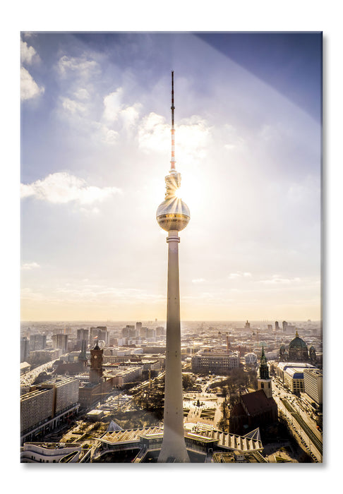 Pixxprint Großstadt Fernsehturm Berlin City, Glasbild