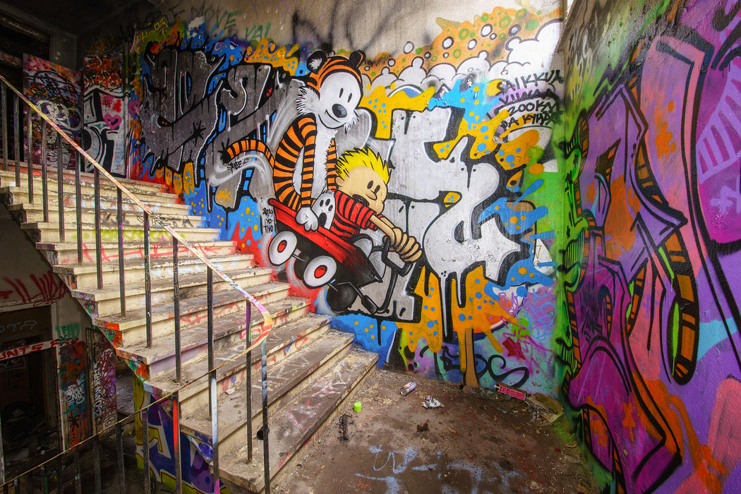 Coloured Streetart Graffiti, Glasbild