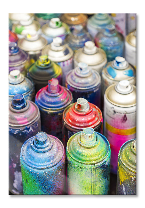 Pixxprint Graffiti Farbflaschen, Glasbild