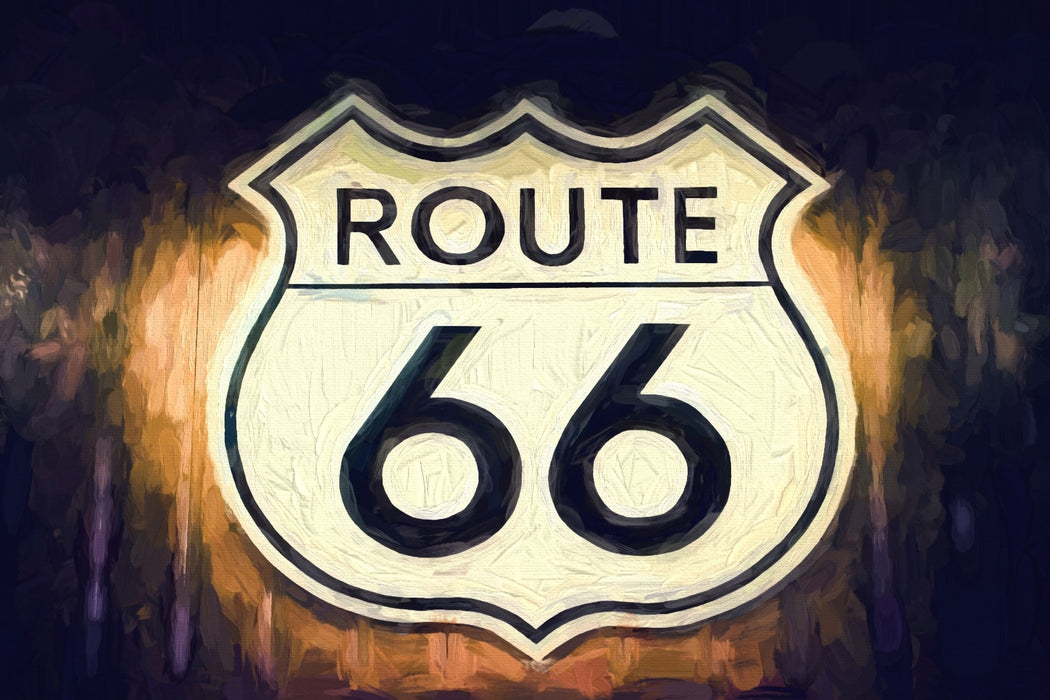 Route 66 Schild, Glasbild