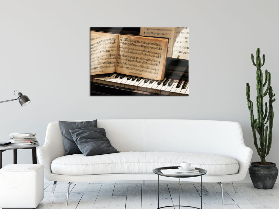 Klavier Noten Piano, Glasbild