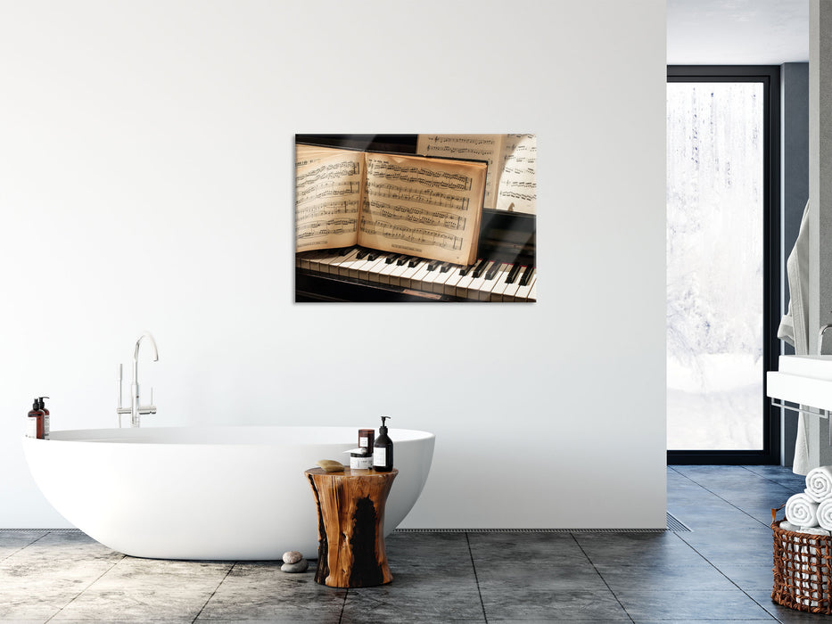 Klavier Noten Piano, Glasbild