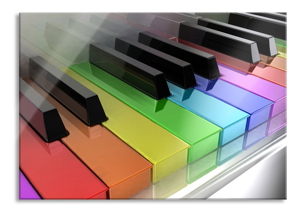 Pixxprint Piano Regenbogen Klaviertasten, Glasbild