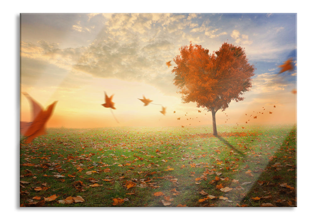 Herzbaum im Herbst, Glasbild