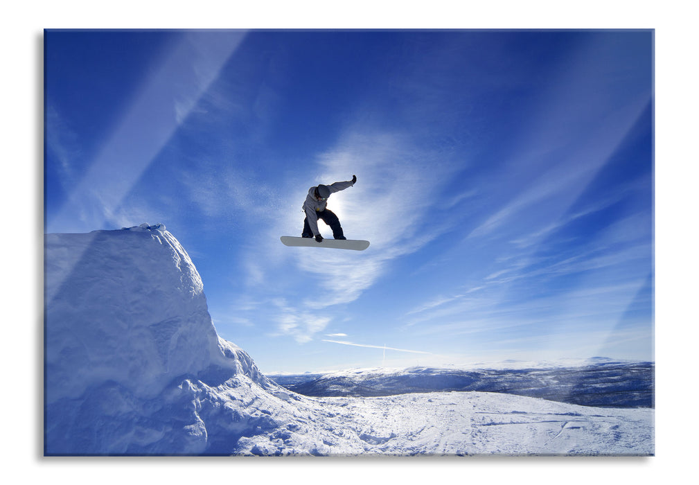 Snowboard Sprung Extremsport, Glasbild