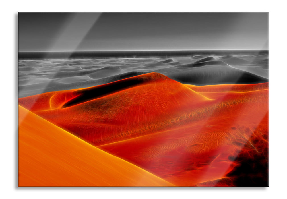 Pixxprint Dünen in Wüste, Glasbild